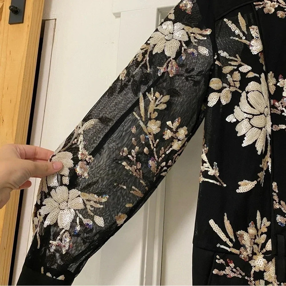 NWT BCBGMaxAzaria Floral Sequin Embroidered Jumpsuit - Picture 3 of 12